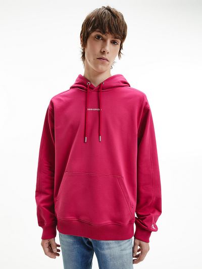 Calvin Klein Ruhák HU084260 | Calvin Klein Relaxed Organic Cotton Férfi Kapucnis Pulóver Rózsaszín